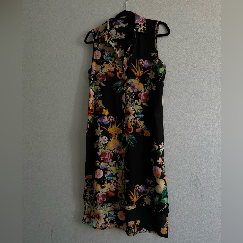 Sleeveless Floral Button Down Dress